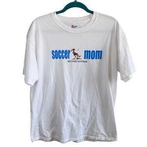 Soccer Mom Graphic T-Shirt Ref’s Worst Nightmare White Tee Large Graphic Shirt
